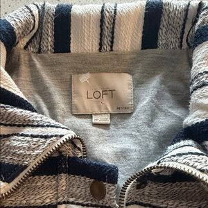 LOFT Navy and White Striped Jacket